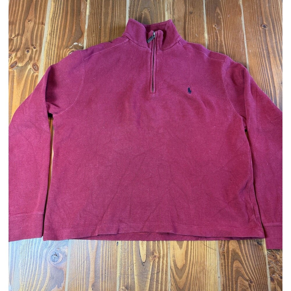 Polo Ralph Lauren 1/4 Zip Pullover Sweater Mens Size L Red Mock Neck Preppy